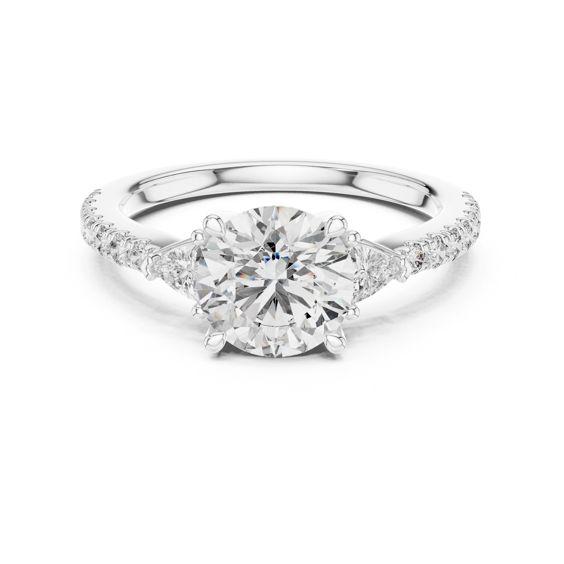 Round Side Stone Lab Grown Diamond Ring