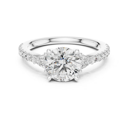 Round Side Stone Lab Grown Diamond Ring