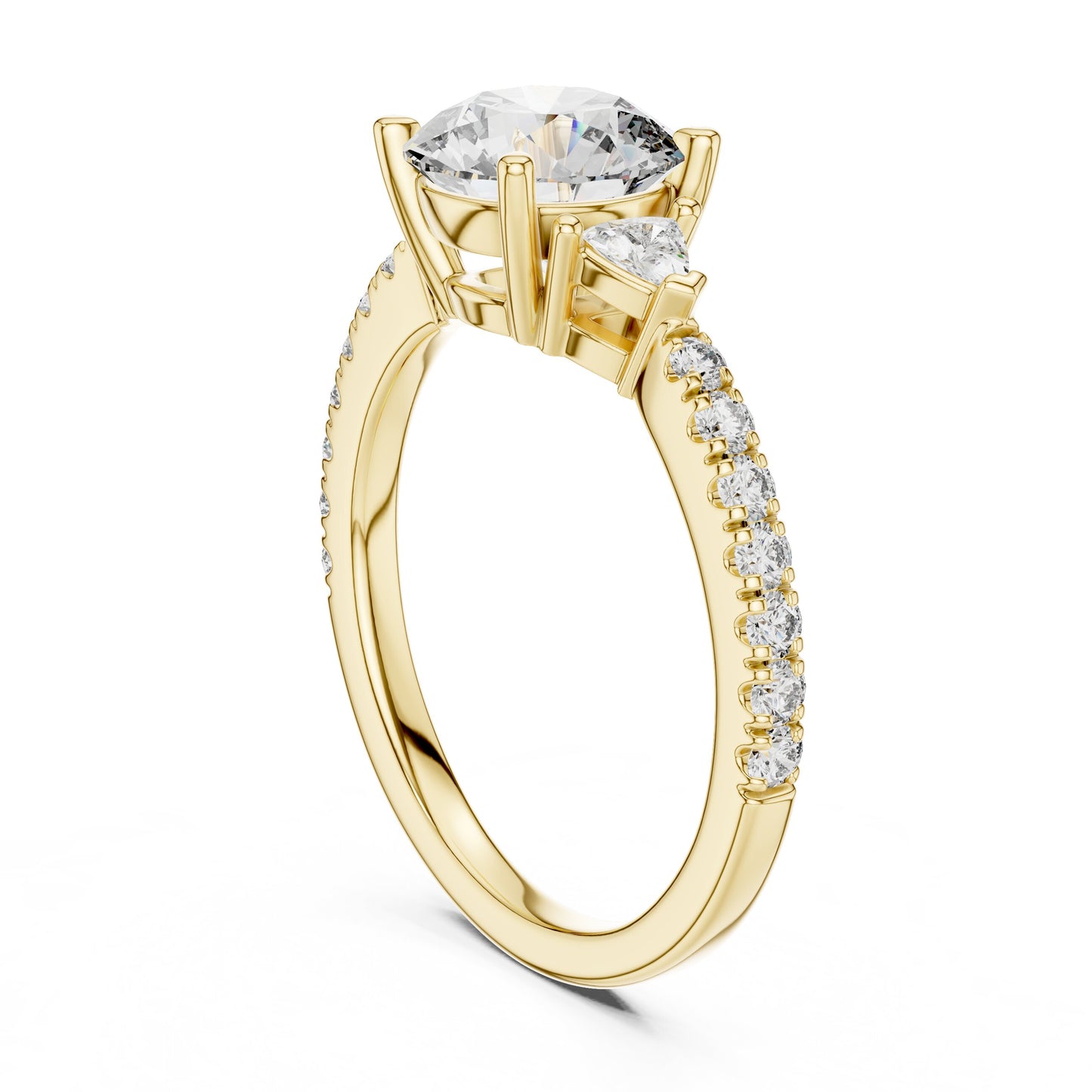 Round Side Stone Lab Grown Diamond Ring