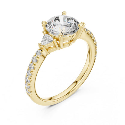 Round Side Stone Lab Grown Diamond Ring