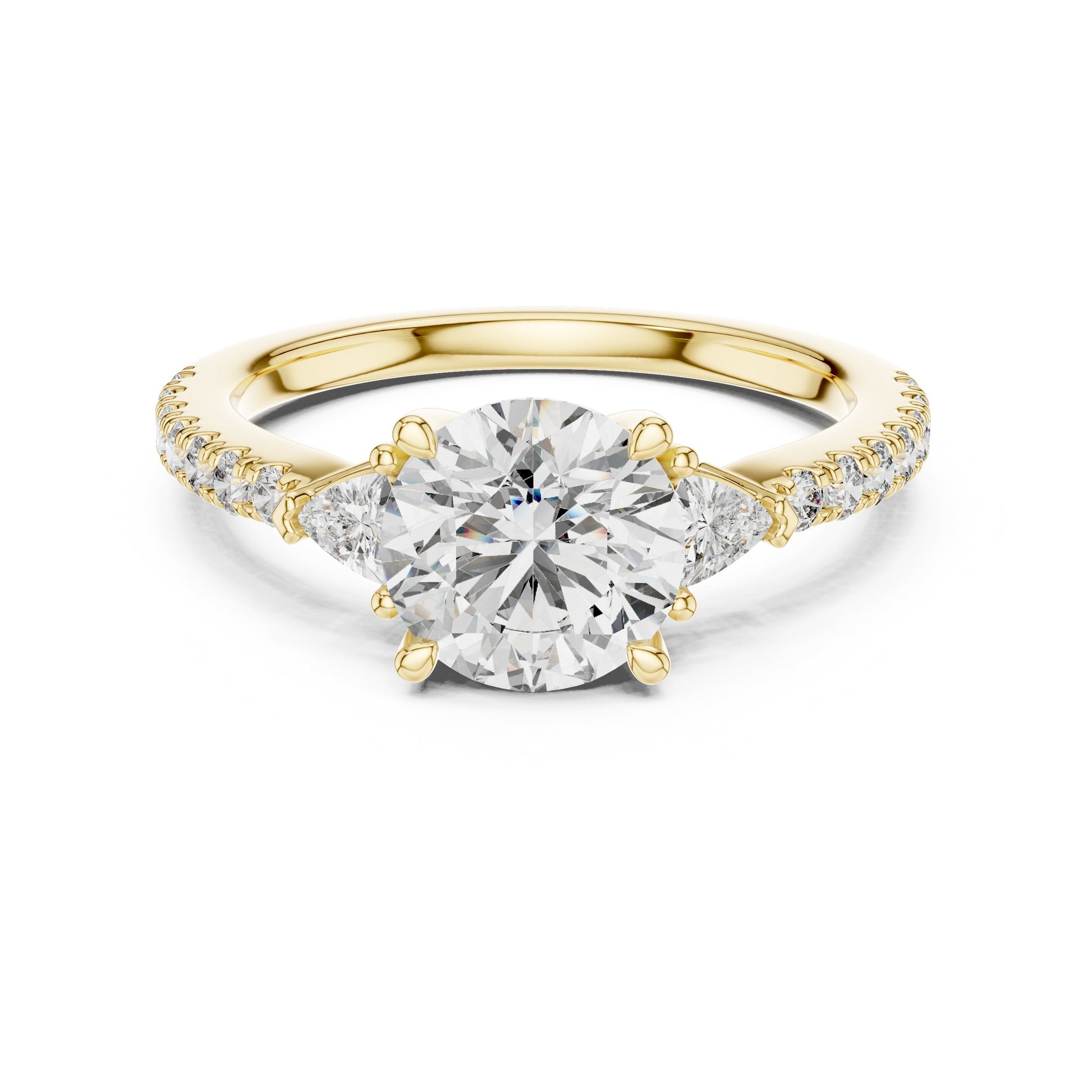 Round Side Stone Lab Grown Diamond Ring