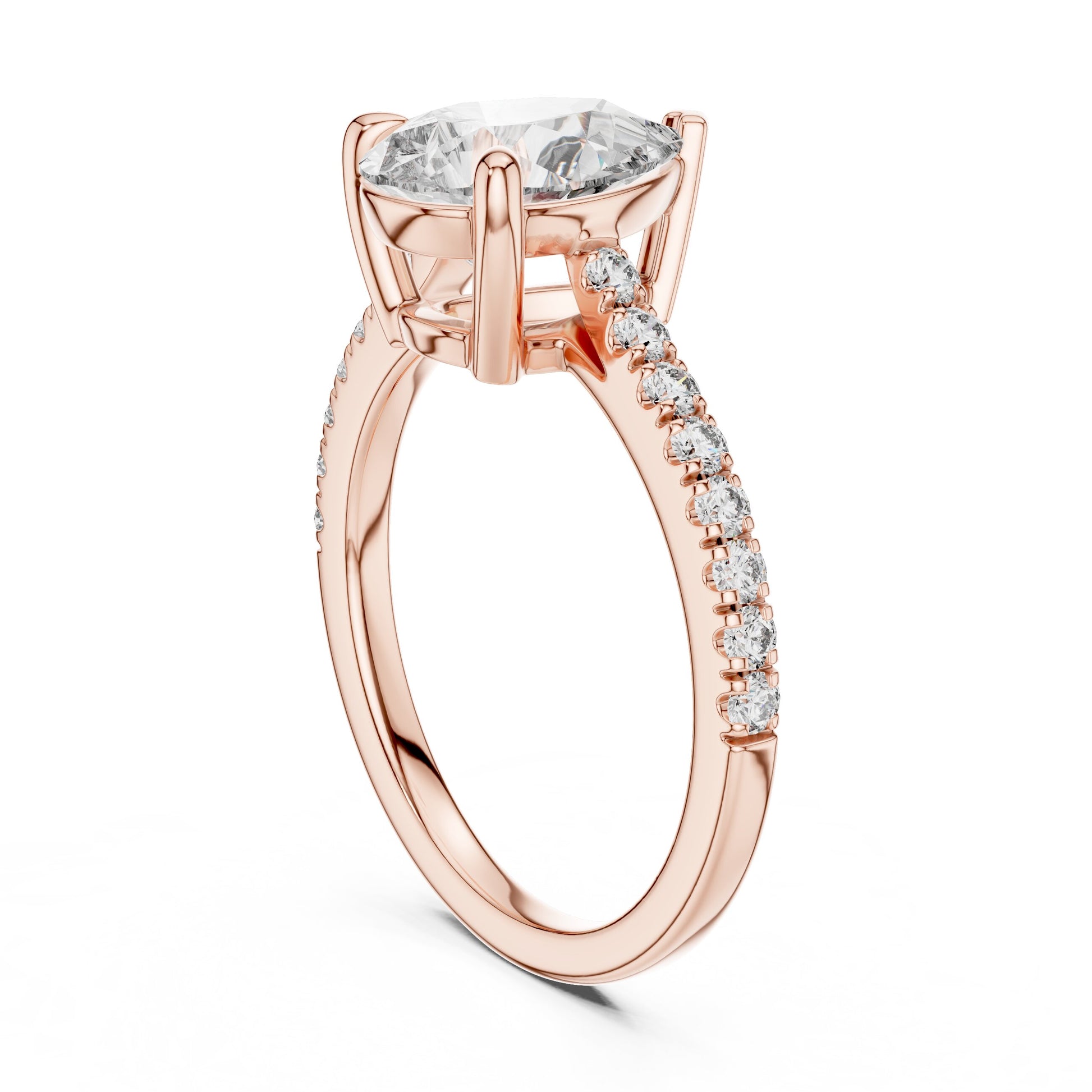 Round Side Stone Lab Grown Diamond Ring