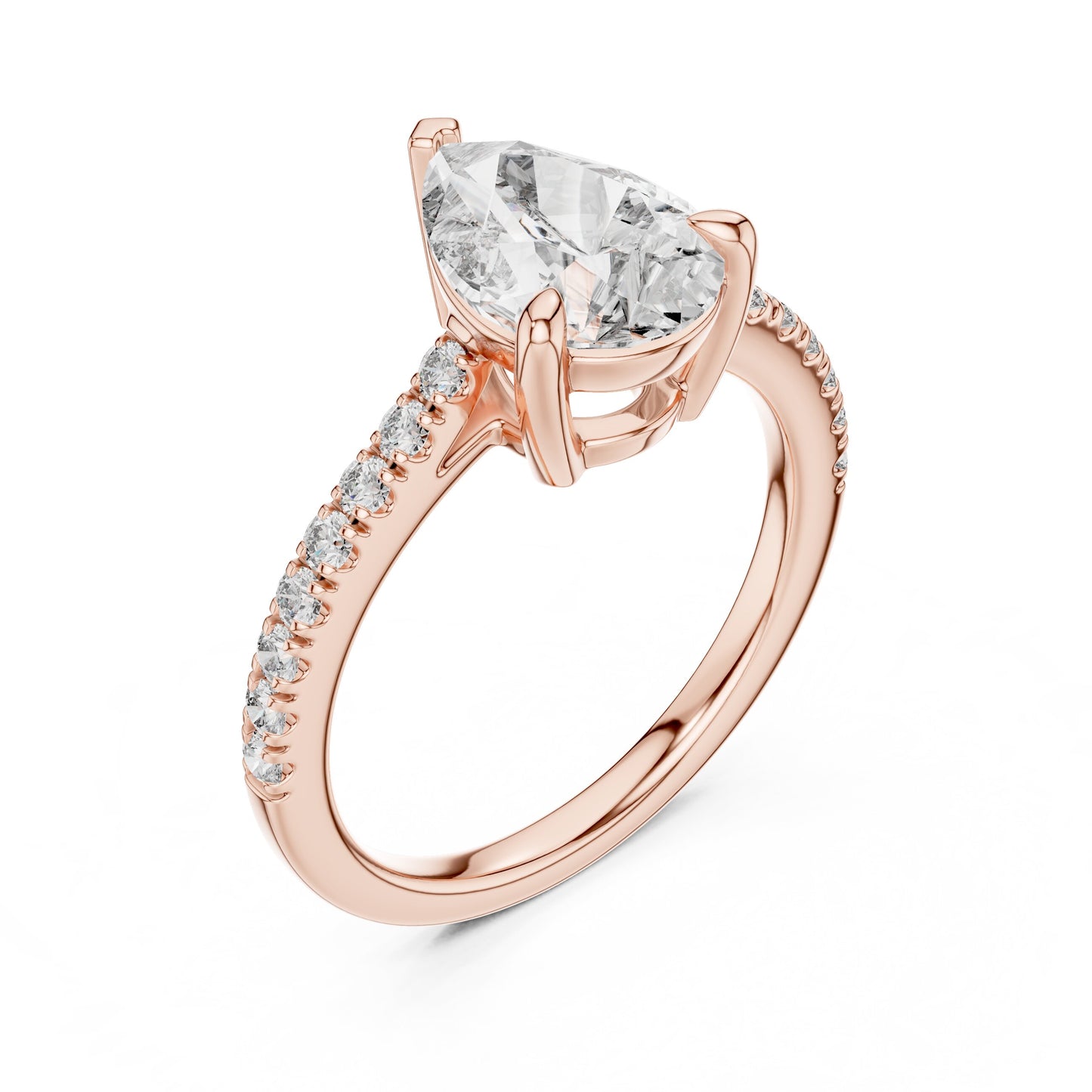 Round Side Stone Lab Grown Diamond Ring