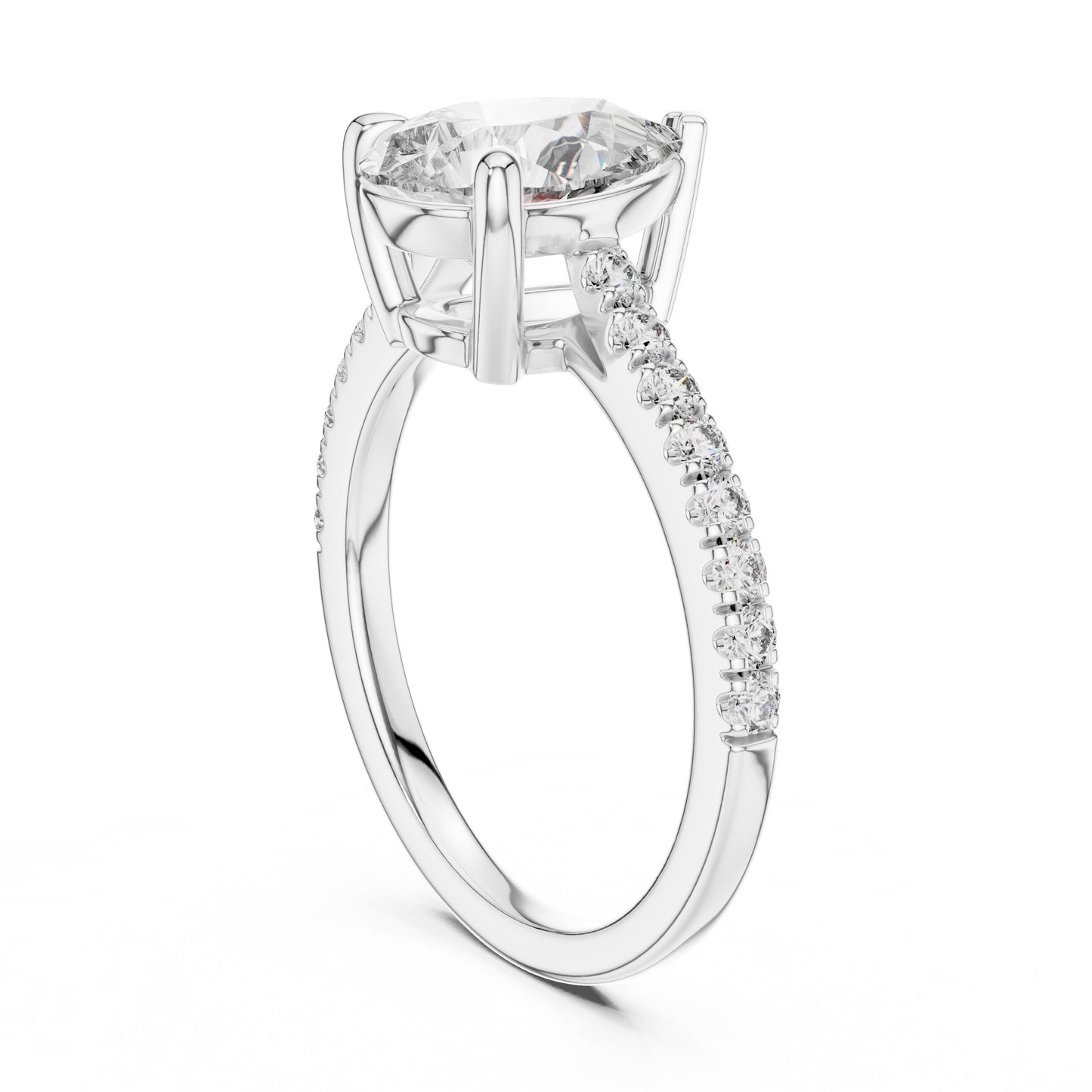 Round Side Stone Lab Grown Diamond Ring