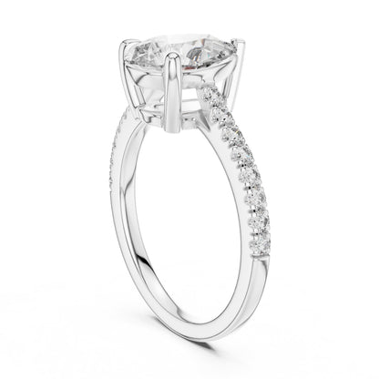 Round Side Stone Lab Grown Diamond Ring