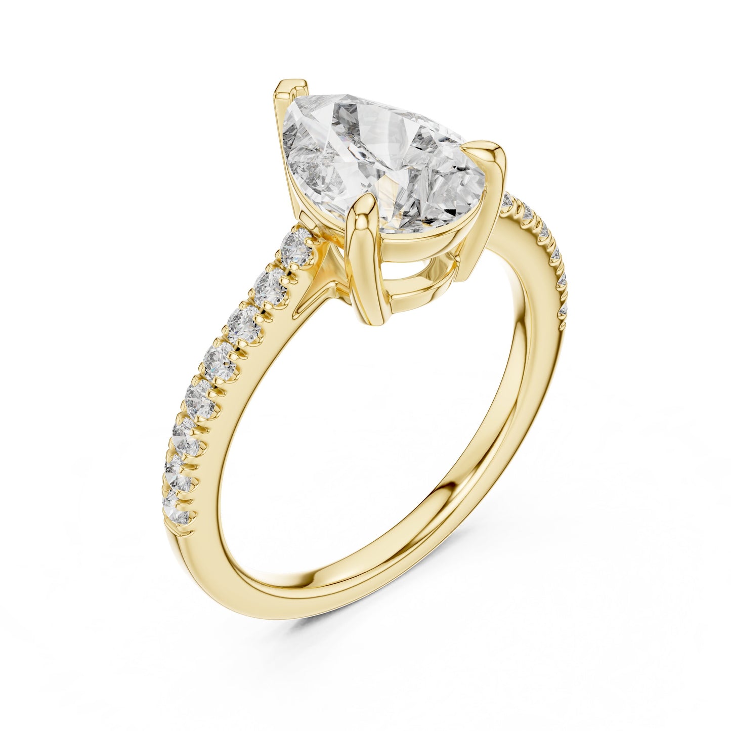 Round Side Stone Lab Grown Diamond Ring