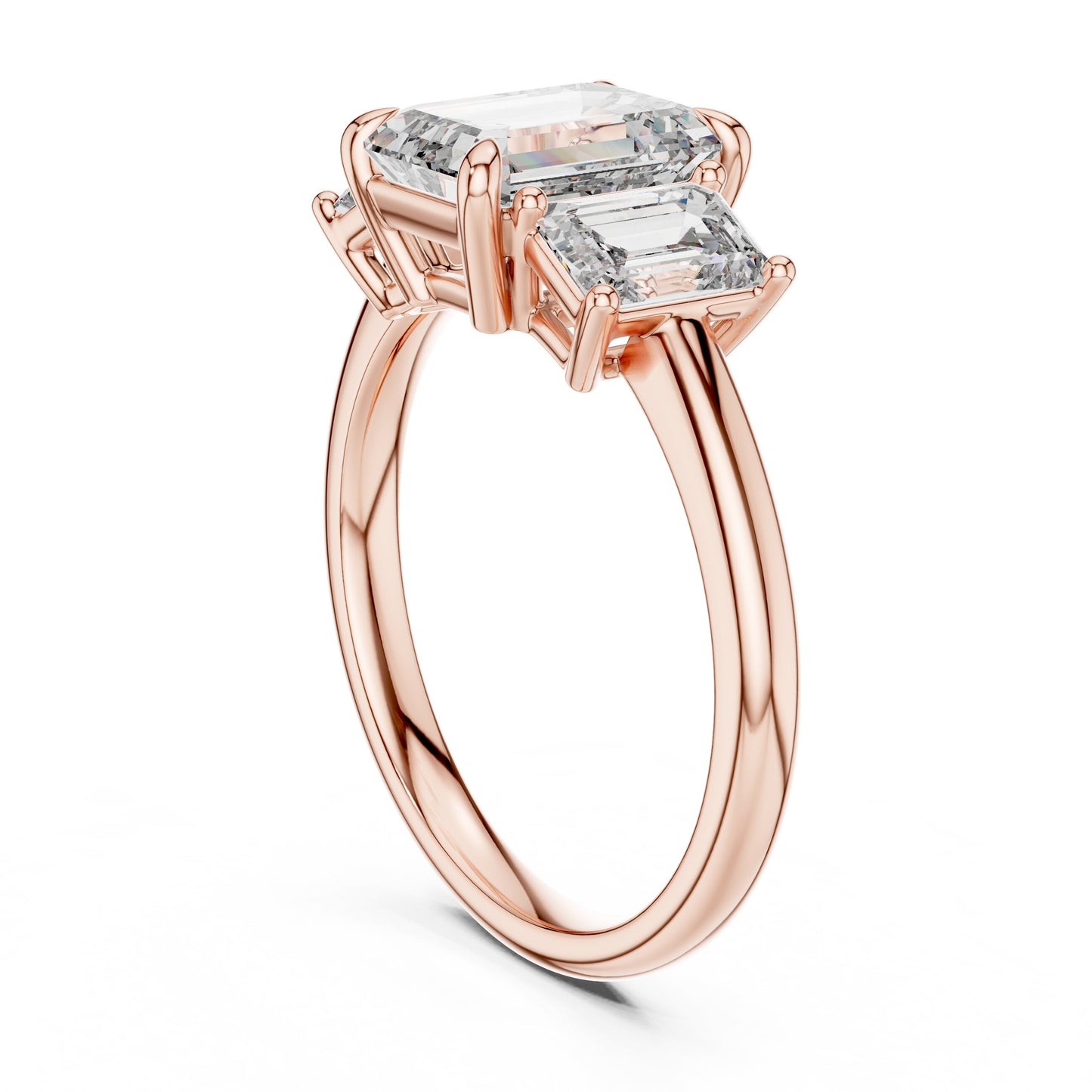 Emerald Three Stone Lab Grown Diamond Ring