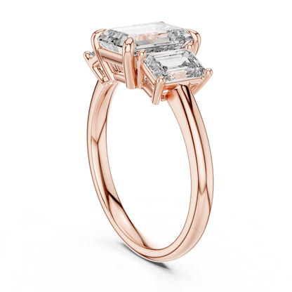Emerald Three Stone Lab Grown Diamond Ring