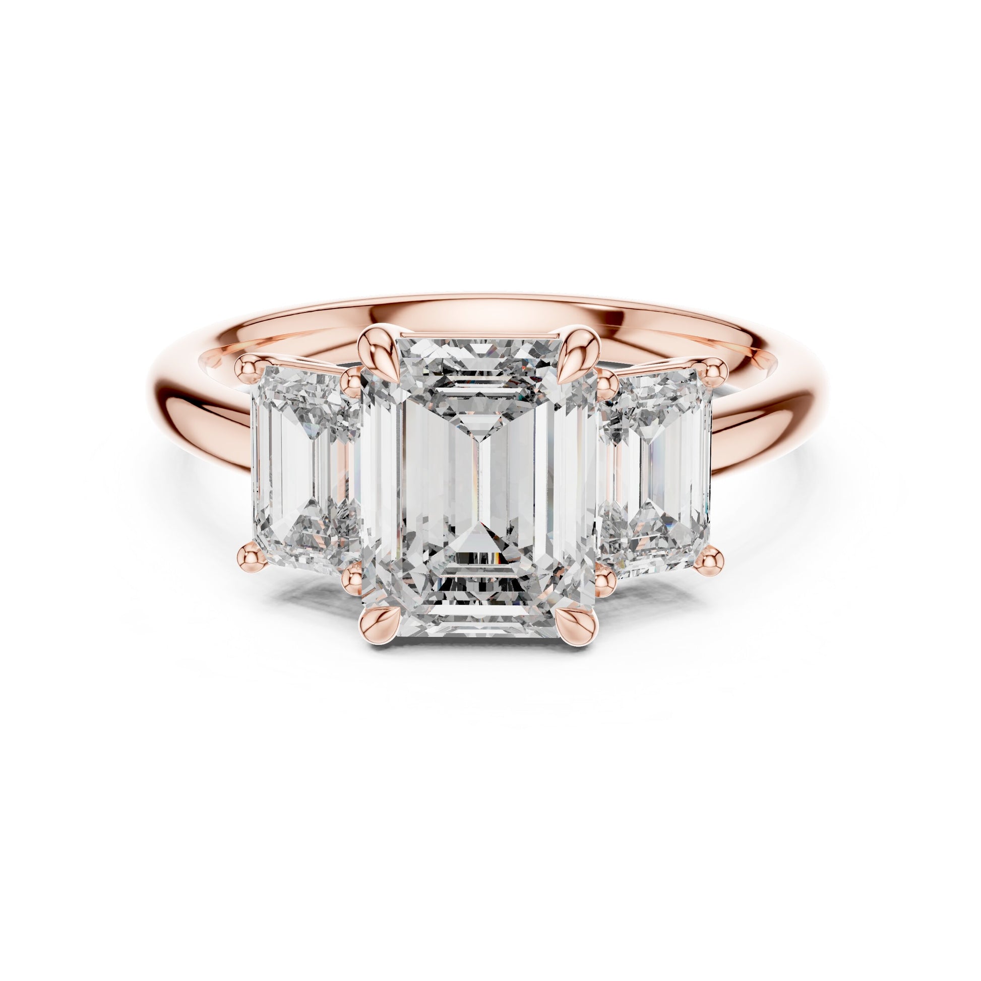 Emerald Three Stone Lab Grown Diamond Ring
