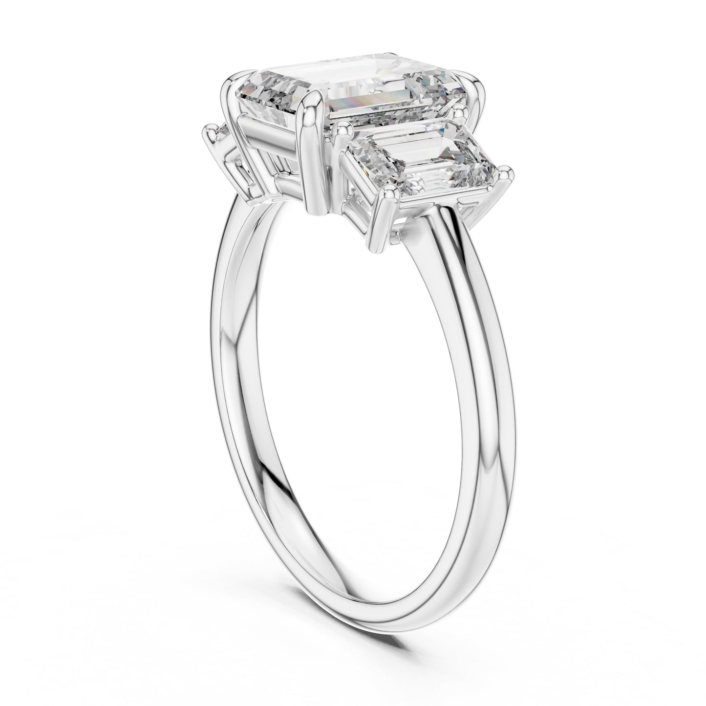 Emerald Three Stone Lab Grown Diamond Ring