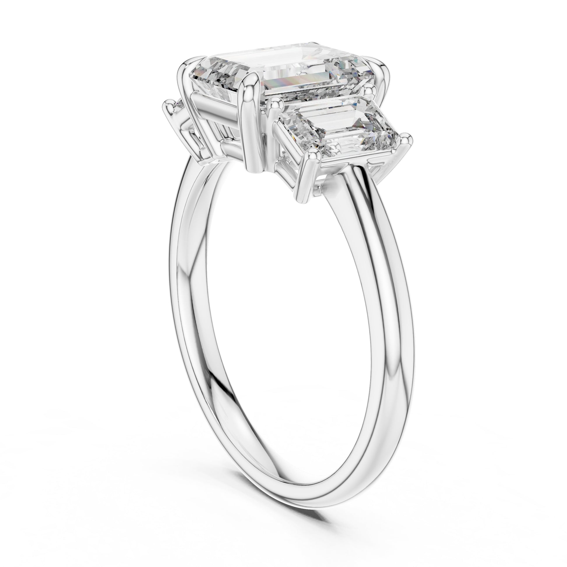 Emerald Three Stone Lab Grown Diamond Ring