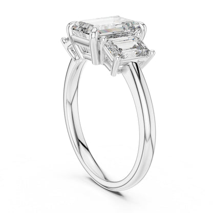 Emerald Three Stone Lab Grown Diamond Ring