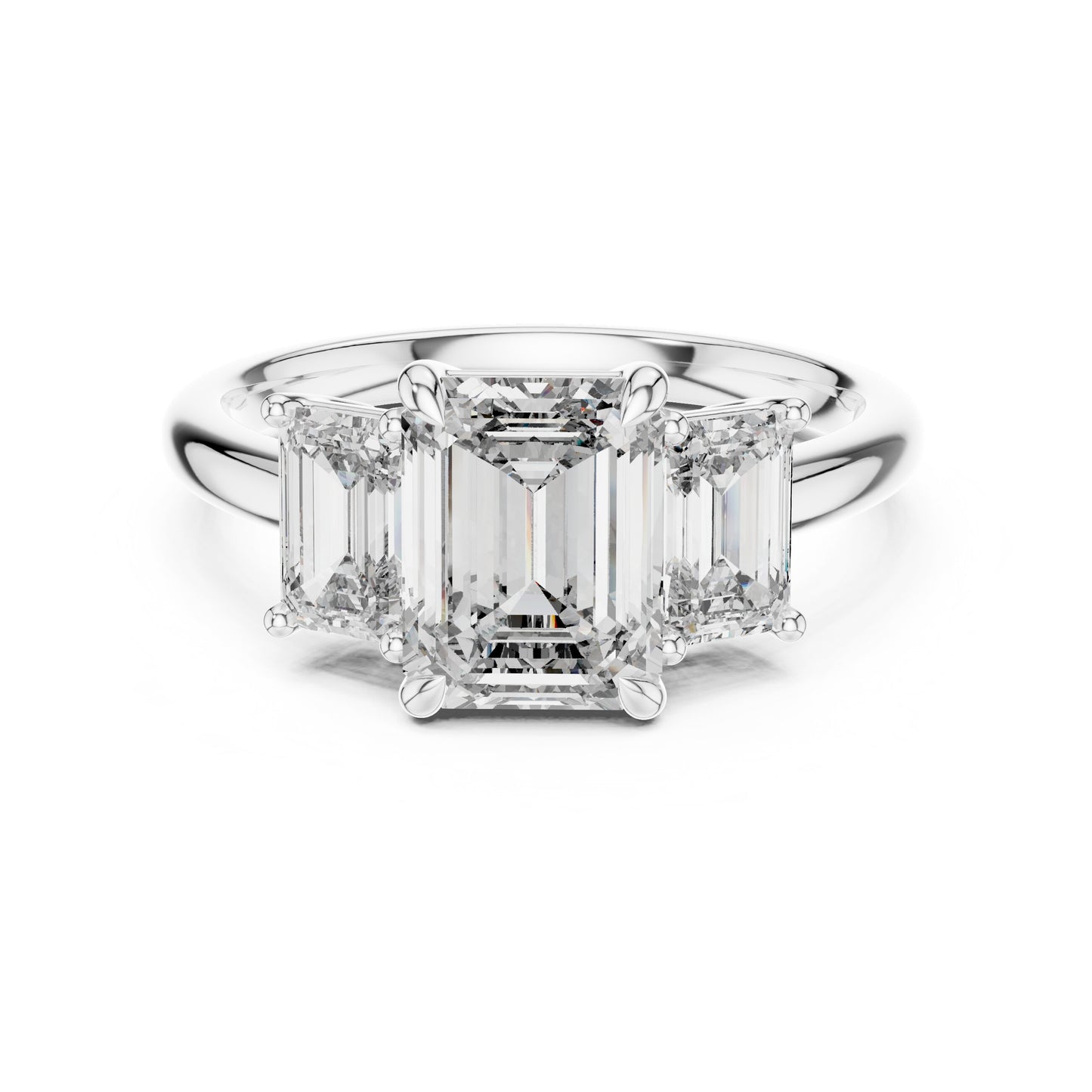 Emerald Three Stone Lab Grown Diamond Ring