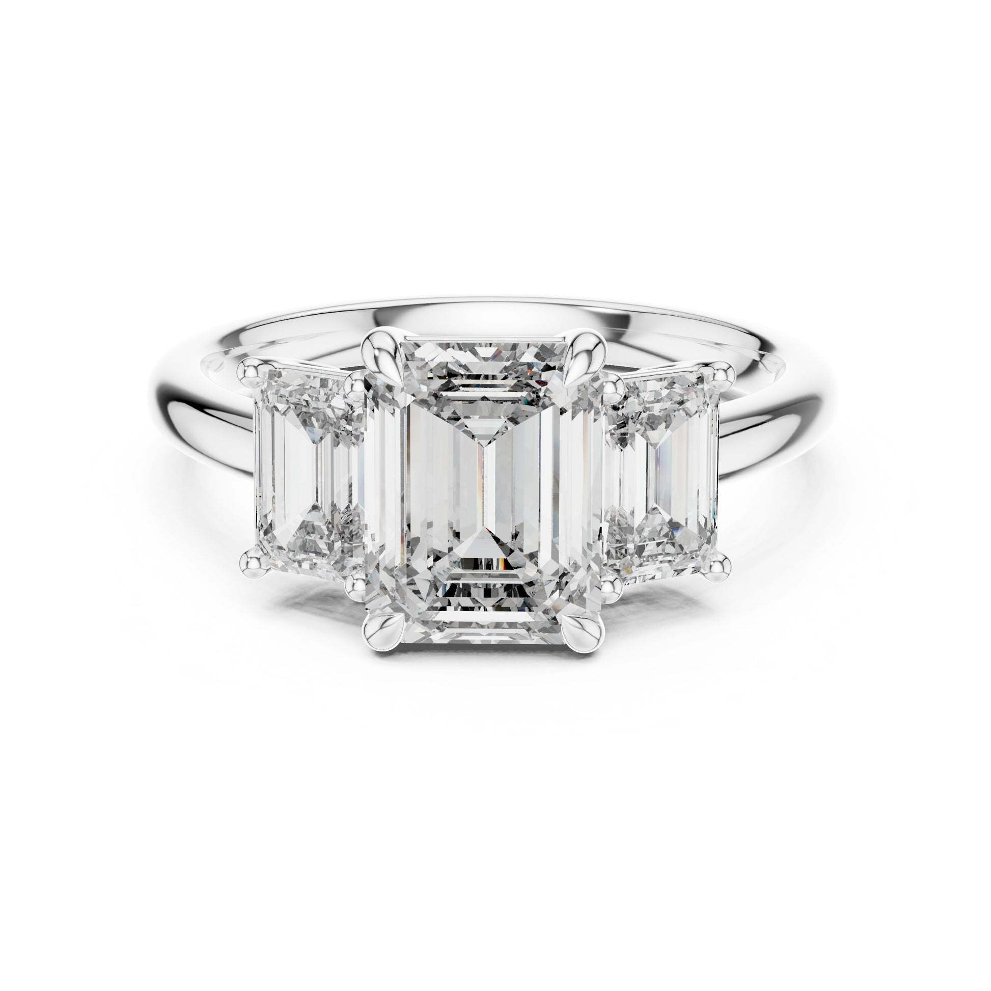 Emerald Three Stone Lab Grown Diamond Ring