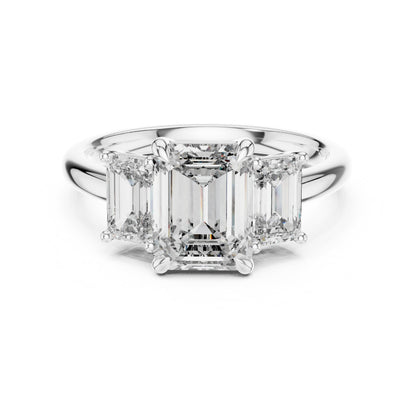 Emerald Three Stone Lab Grown Diamond Ring