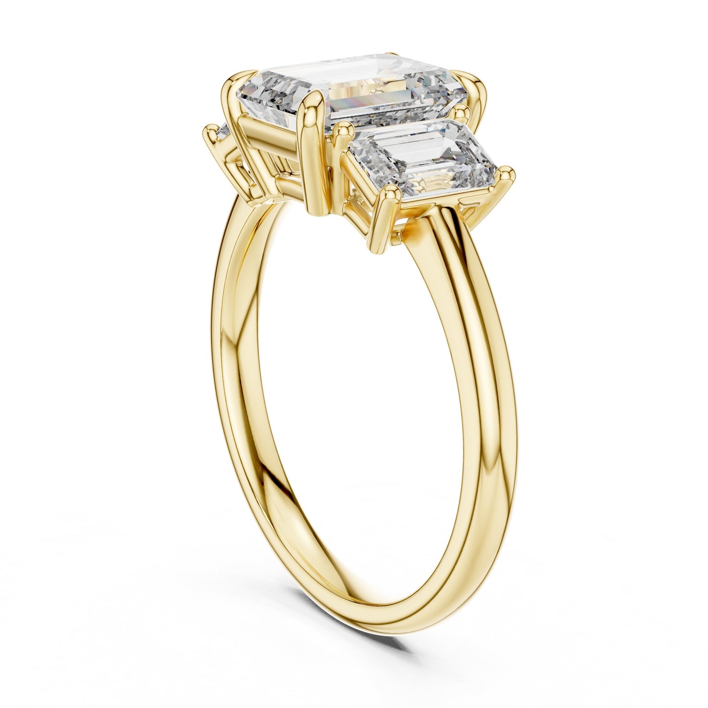 Emerald Three Stone Lab Grown Diamond Ring