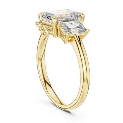 Emerald Three Stone Lab Grown Diamond Ring