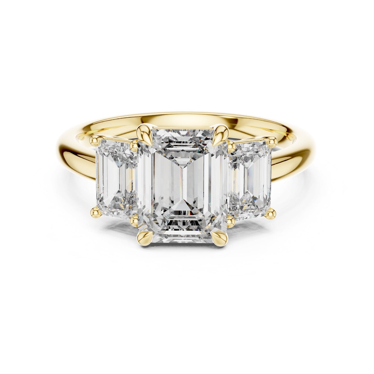 Emerald Three Stone Lab Grown Diamond Ring