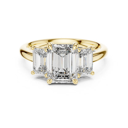 Emerald Three Stone Lab Grown Diamond Ring