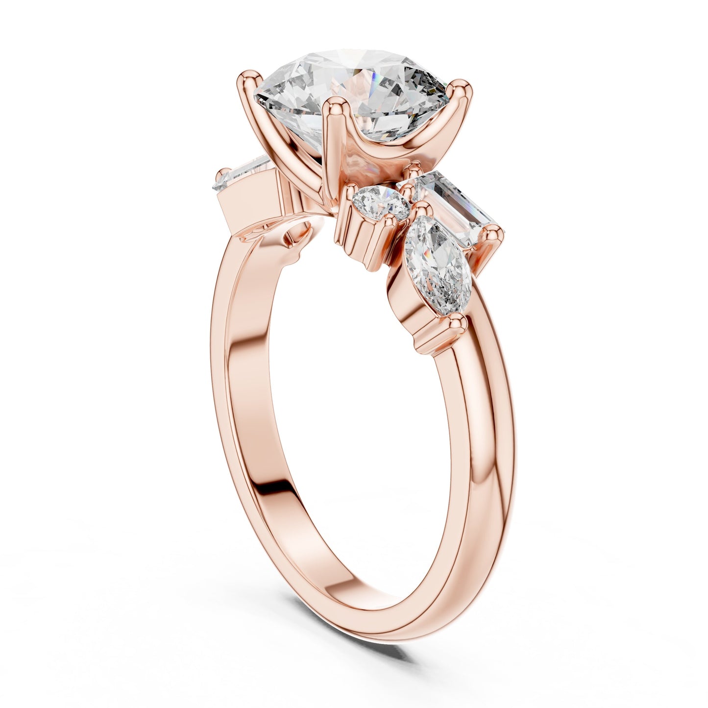 Mixed Shape Lab Grown Diamond Side Stone Ring