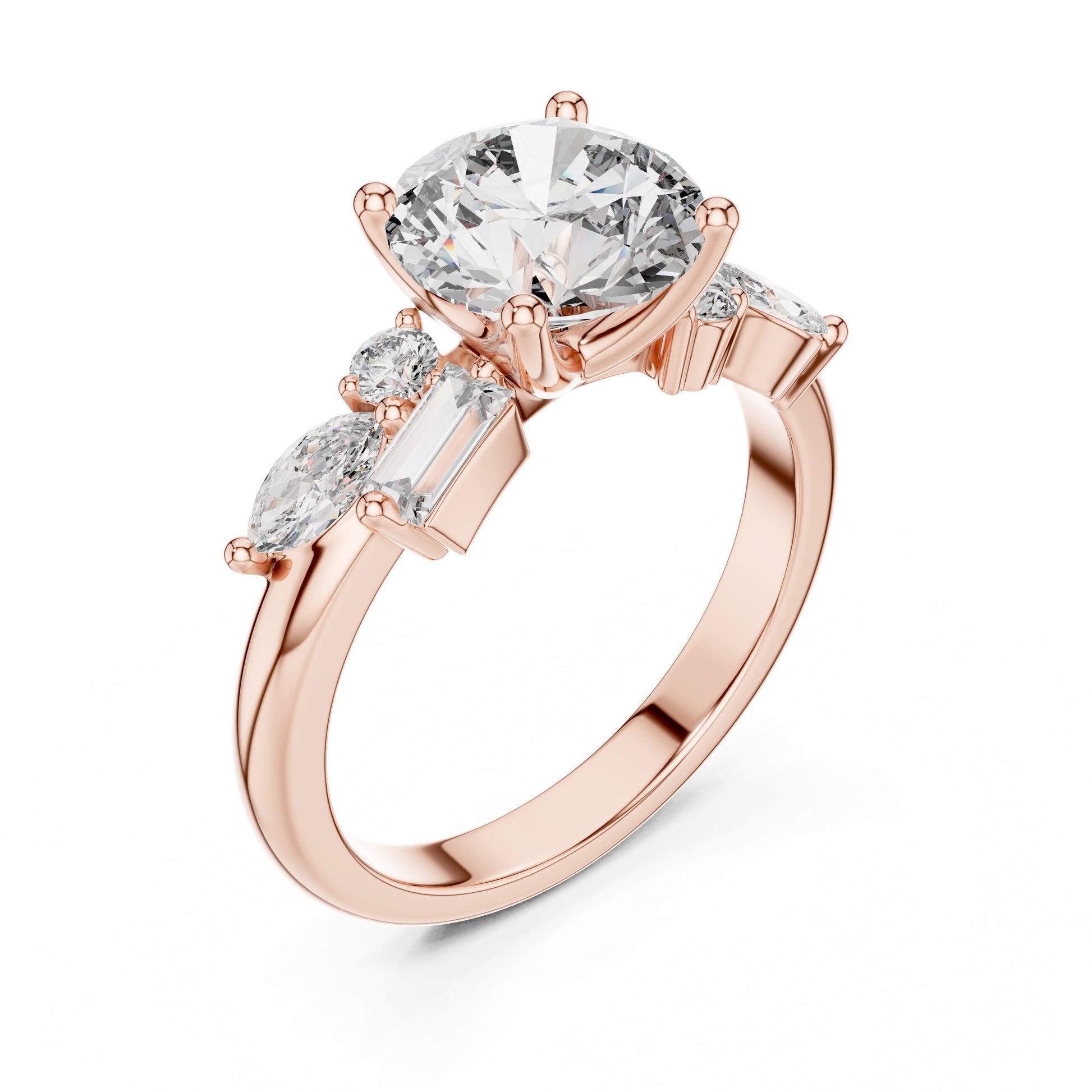 Mixed Shape Lab Grown Diamond Side Stone Ring