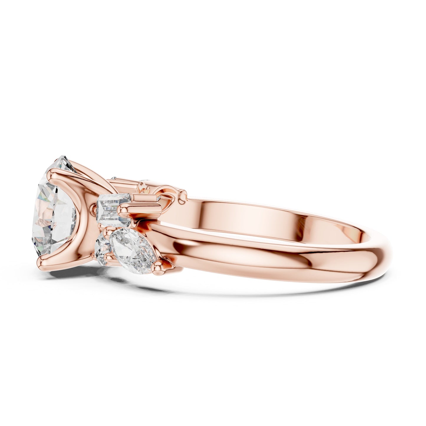 Mixed Shape Lab Grown Diamond Side Stone Ring