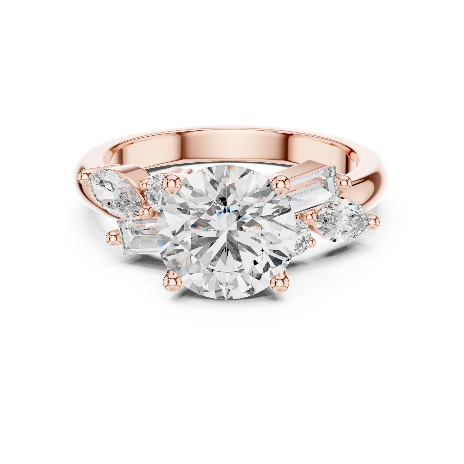 Mixed Shape Lab Grown Diamond Side Stone Ring