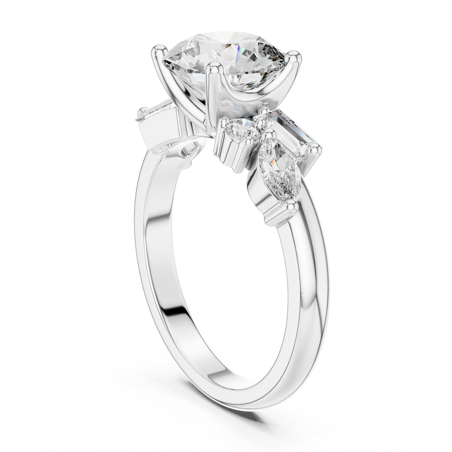 Mixed Shape Lab Grown Diamond Side Stone Ring