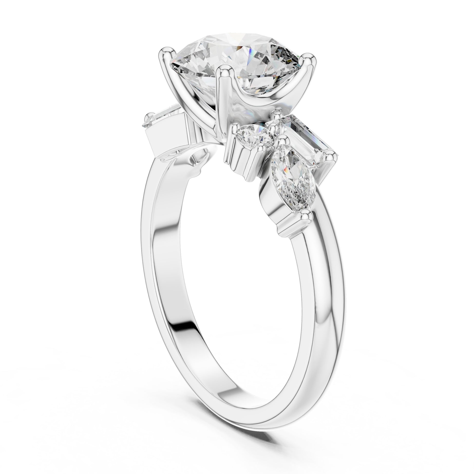 Mixed Shape Lab Grown Diamond Side Stone Ring