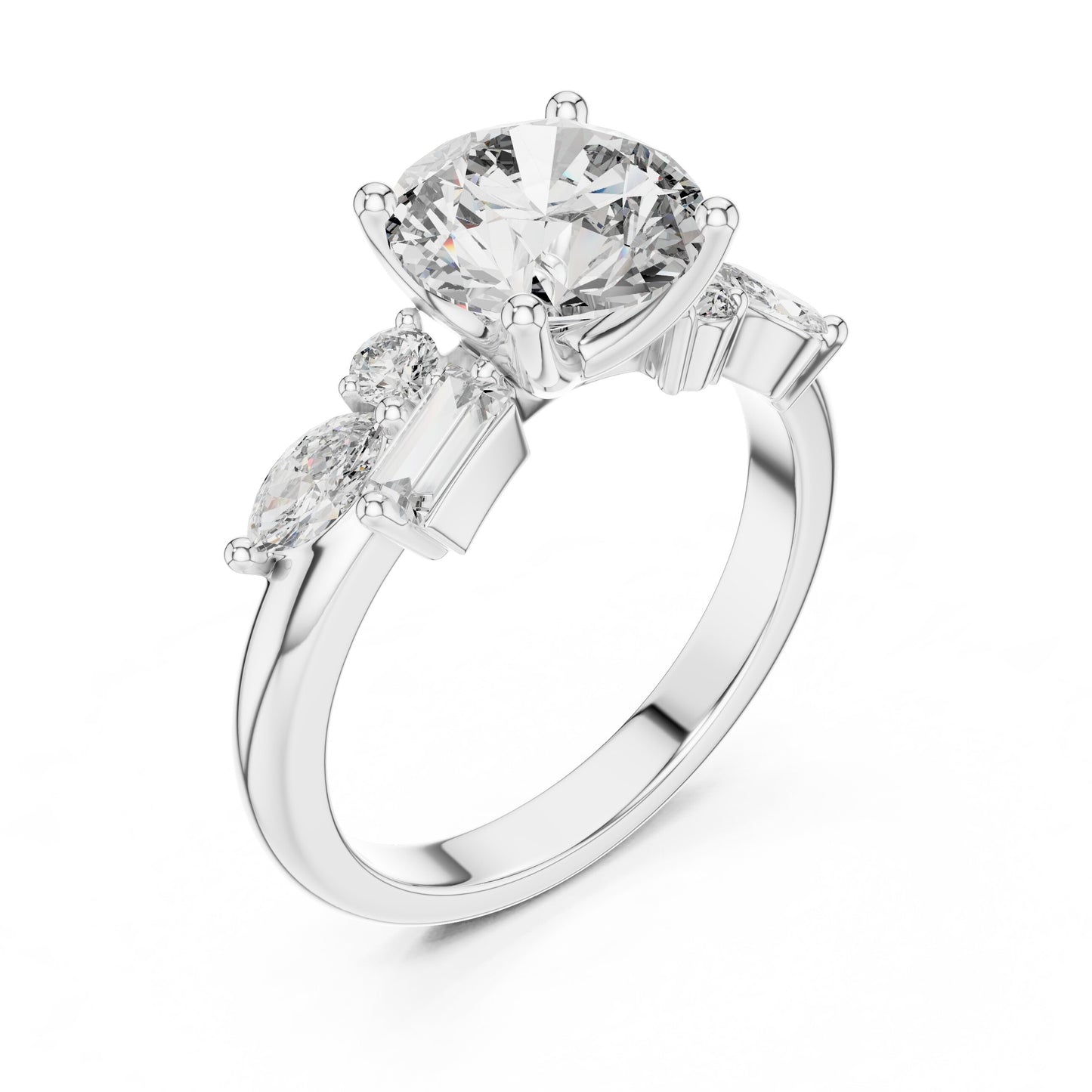 Mixed Shape Lab Grown Diamond Side Stone Ring