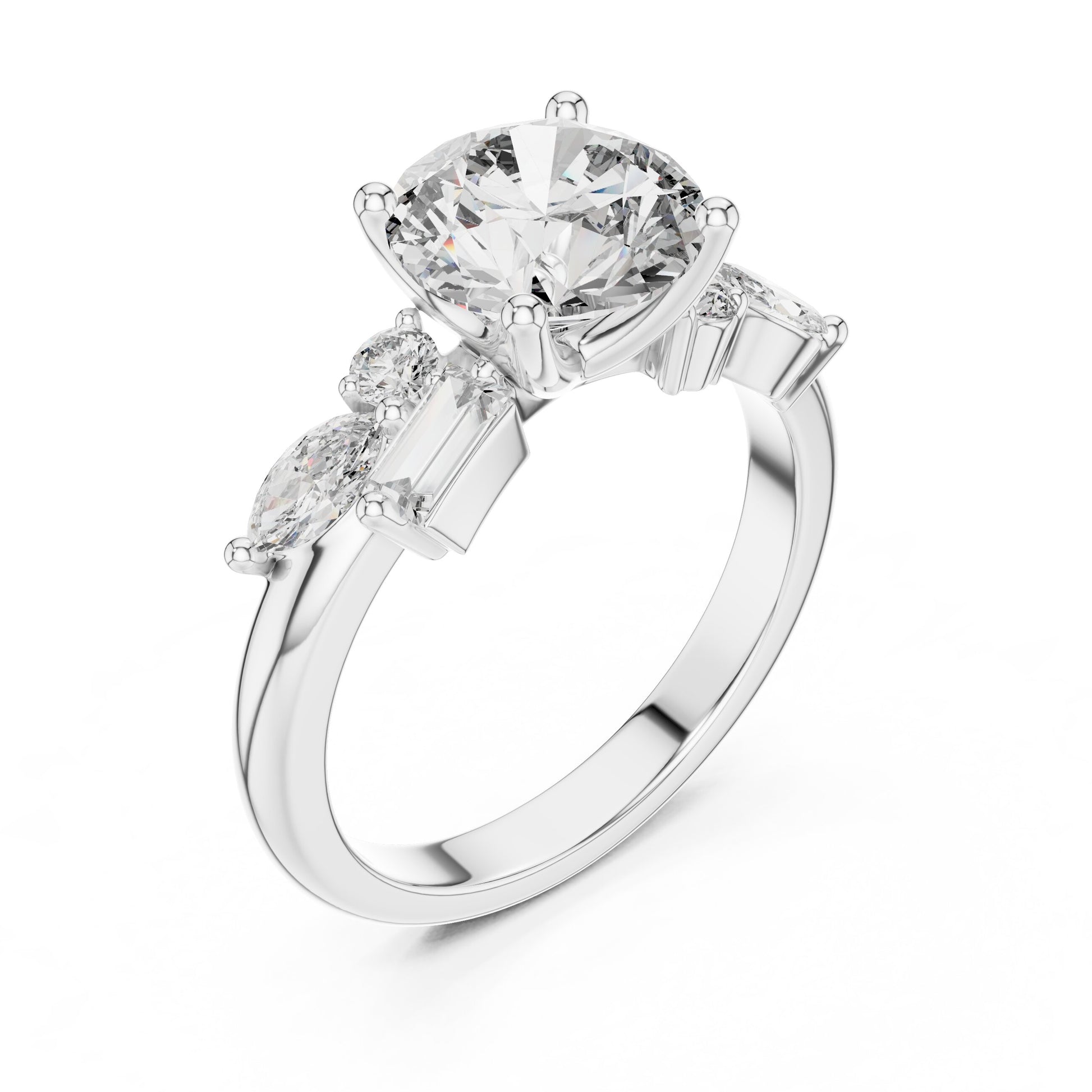 Mixed Shape Lab Grown Diamond Side Stone Ring