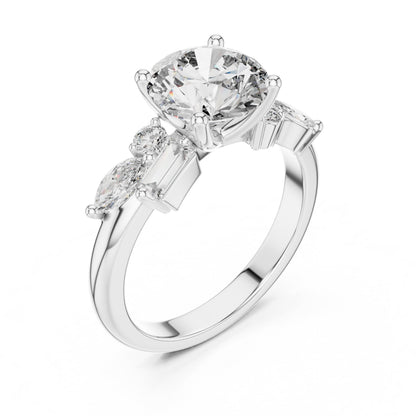 Mixed Shape Lab Grown Diamond Side Stone Ring