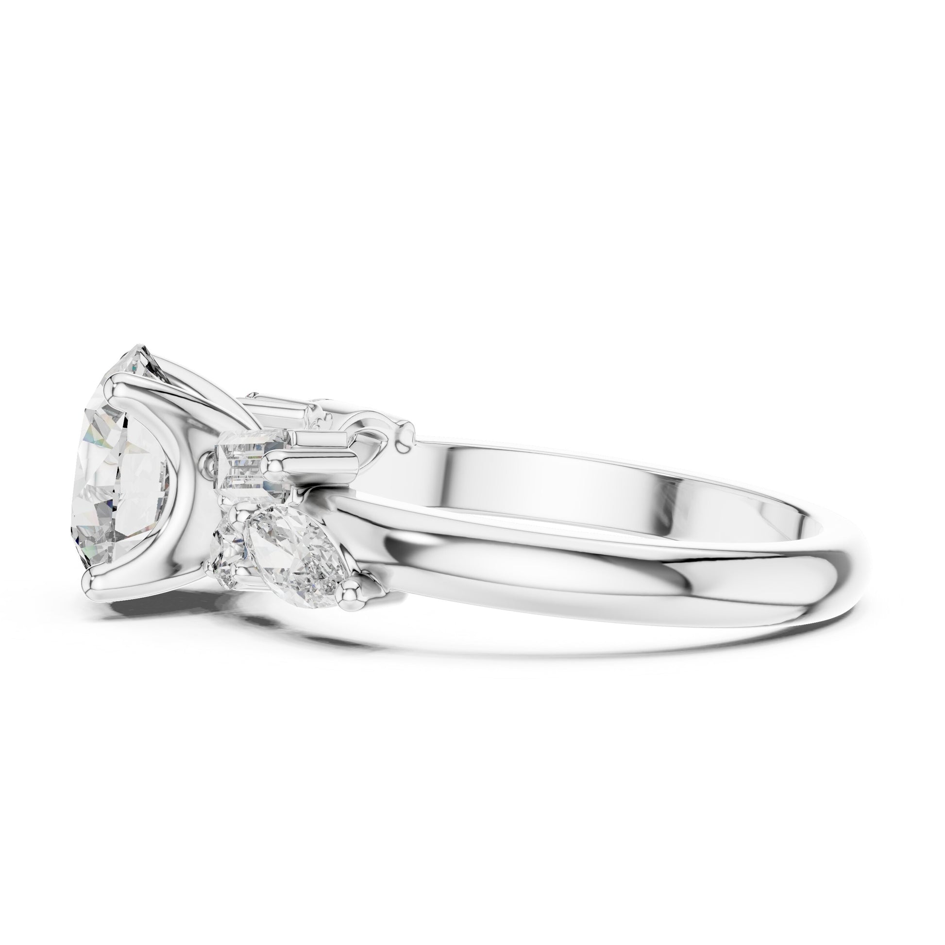 Mixed Shape Lab Grown Diamond Side Stone Ring