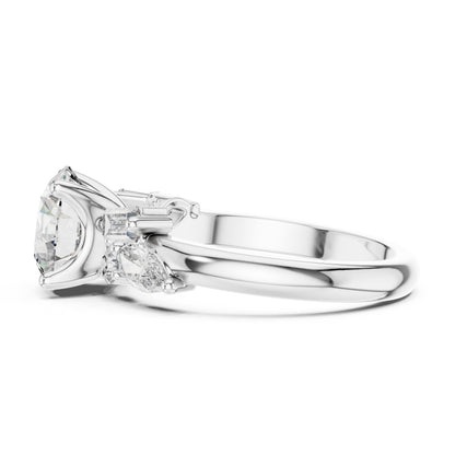 Mixed Shape Lab Grown Diamond Side Stone Ring