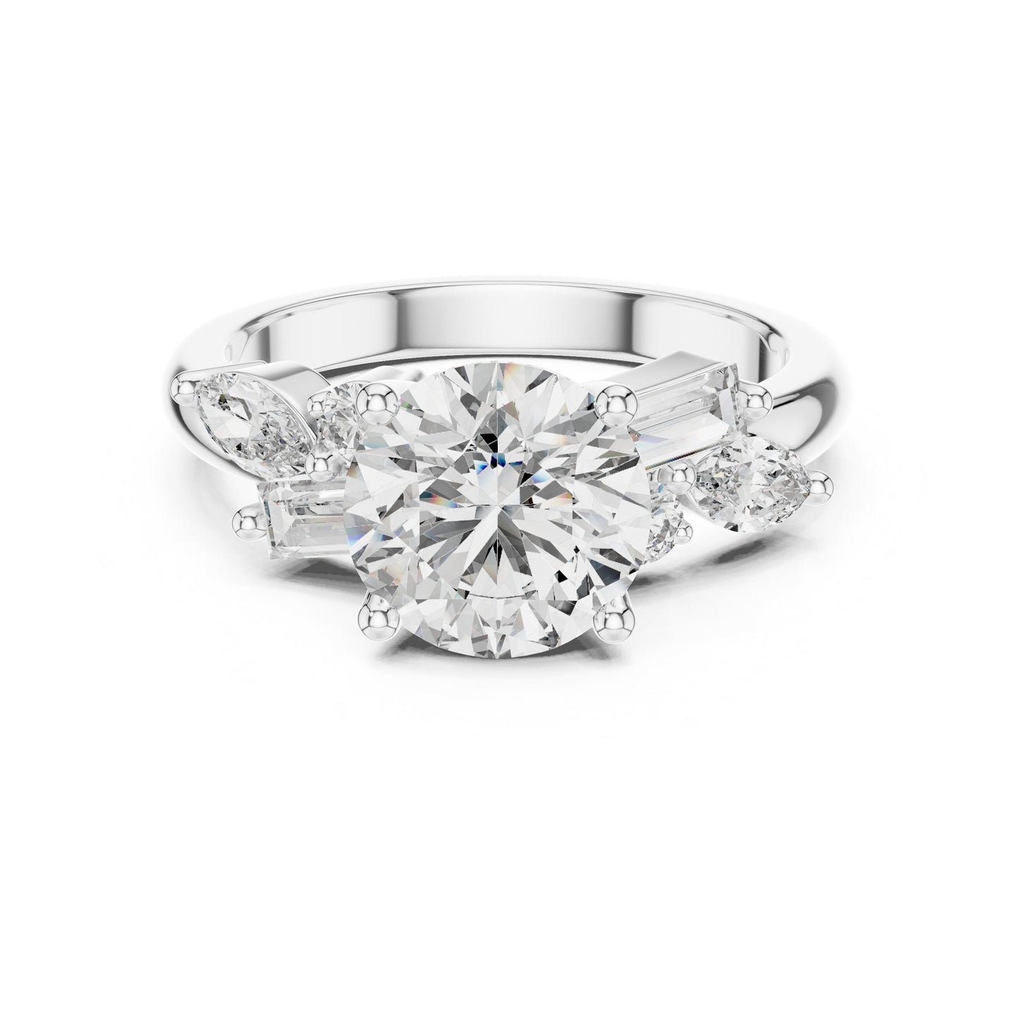 Mixed Shape Lab Grown Diamond Side Stone Ring
