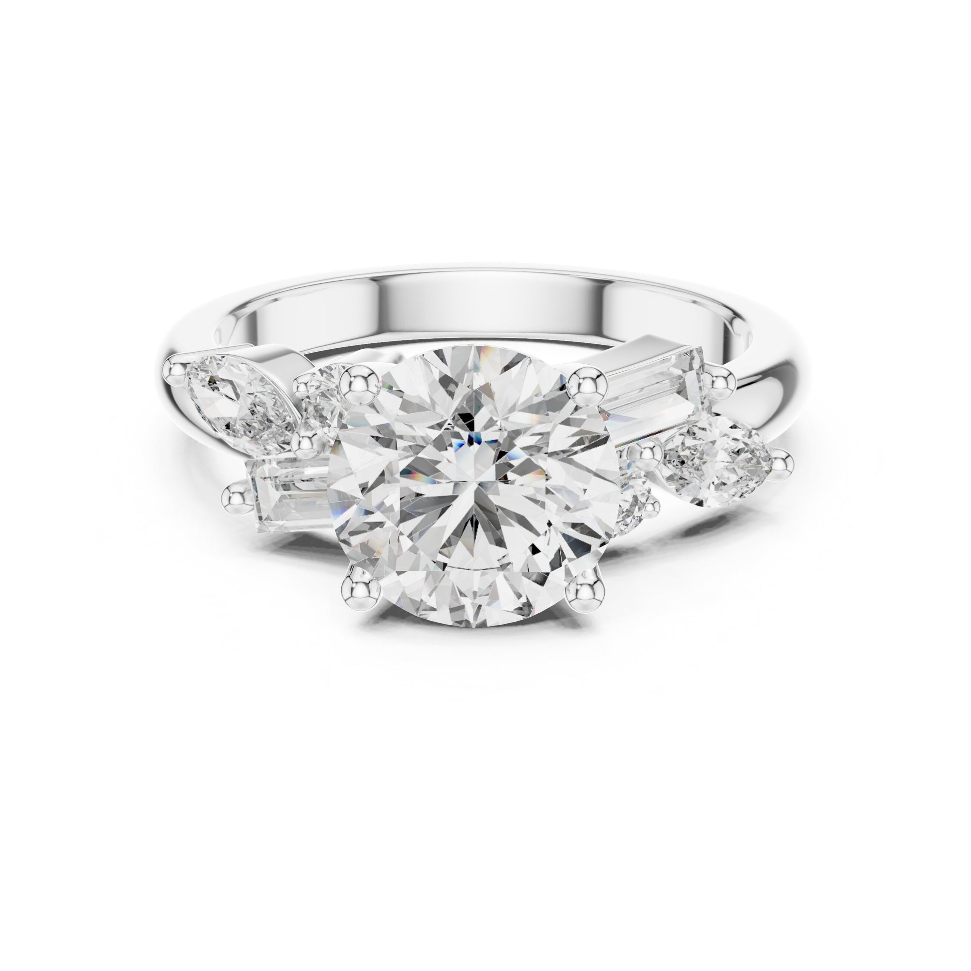 Mixed Shape Lab Grown Diamond Side Stone Ring