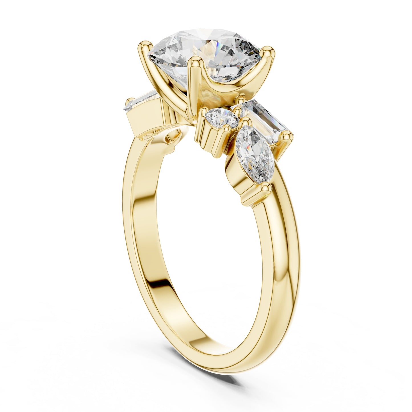 Mixed Shape Lab Grown Diamond Side Stone Ring