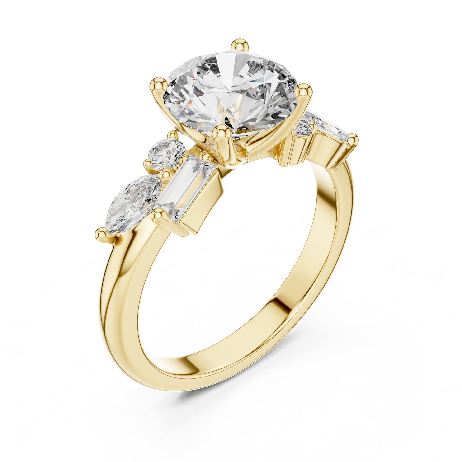Mixed Shape Lab Grown Diamond Side Stone Ring