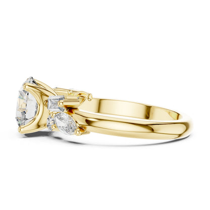 Mixed Shape Lab Grown Diamond Side Stone Ring