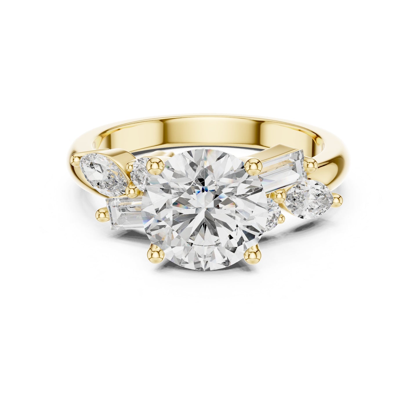 Mixed Shape Lab Grown Diamond Side Stone Ring