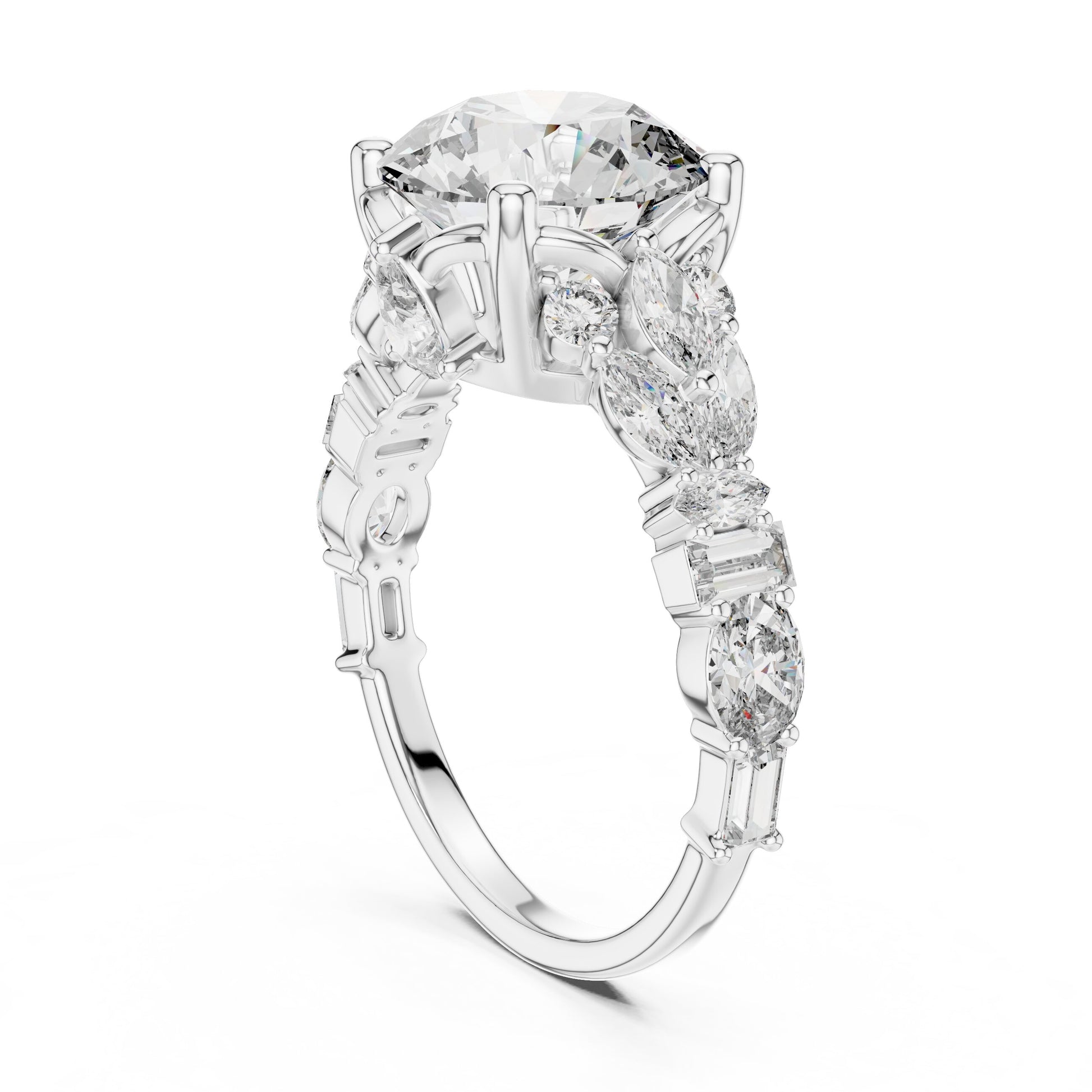 Mixed Shape Lab Grown Diamond Side Stone Ring