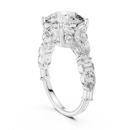 Mixed Shape Lab Grown Diamond Side Stone Ring