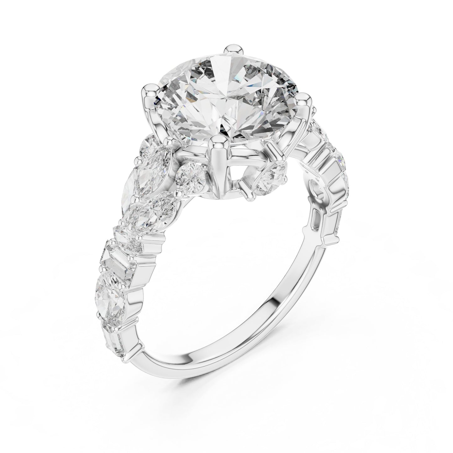 Mixed Shape Lab Grown Diamond Side Stone Ring
