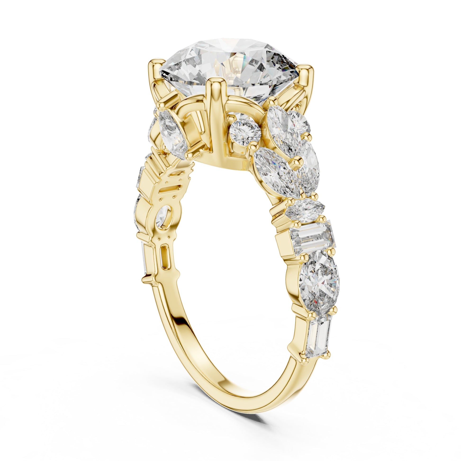 Mixed Shape Lab Grown Diamond Side Stone Ring