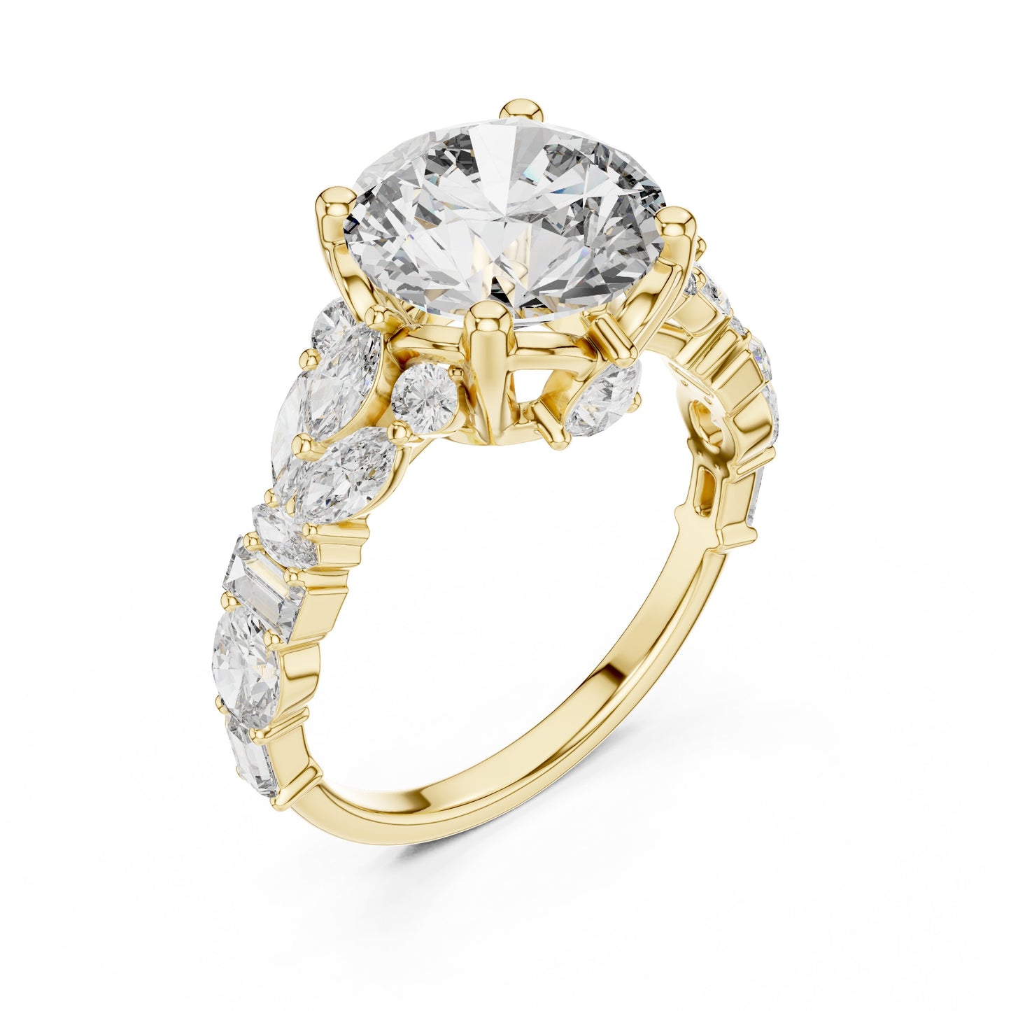 Mixed Shape Lab Grown Diamond Side Stone Ring
