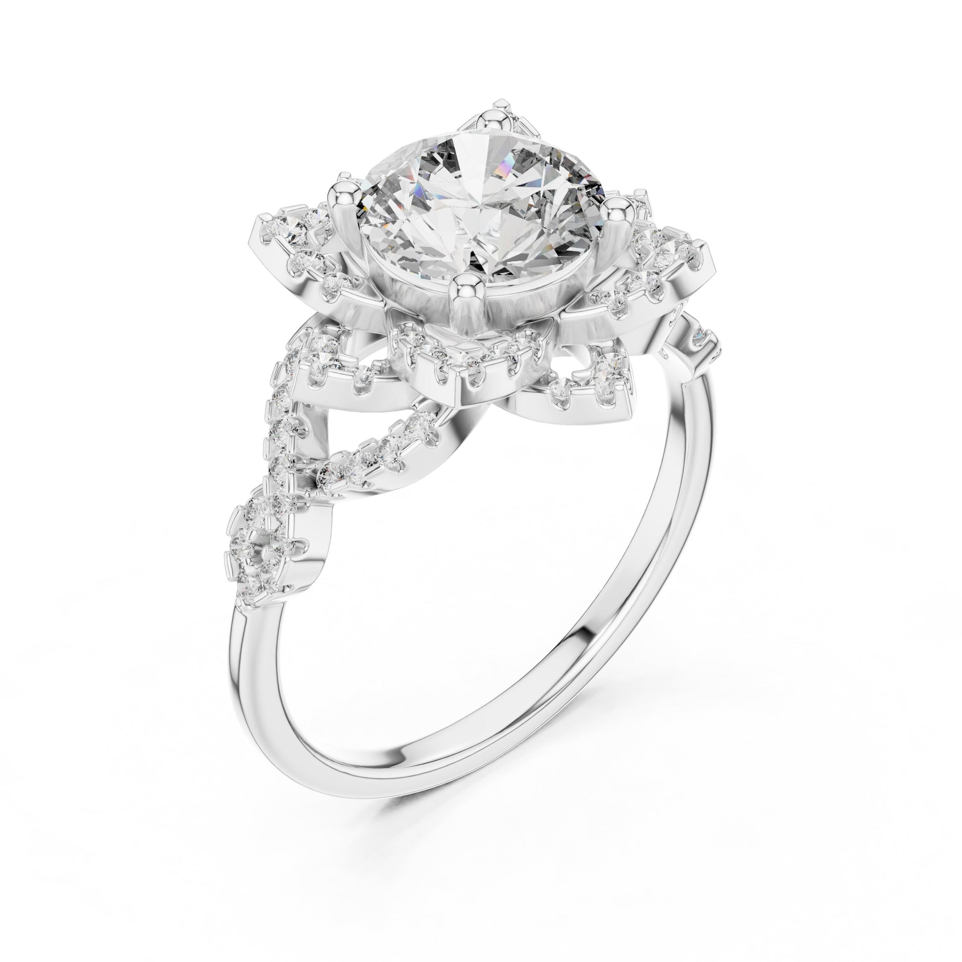 Round Halo Lab Grown Diamond Ring