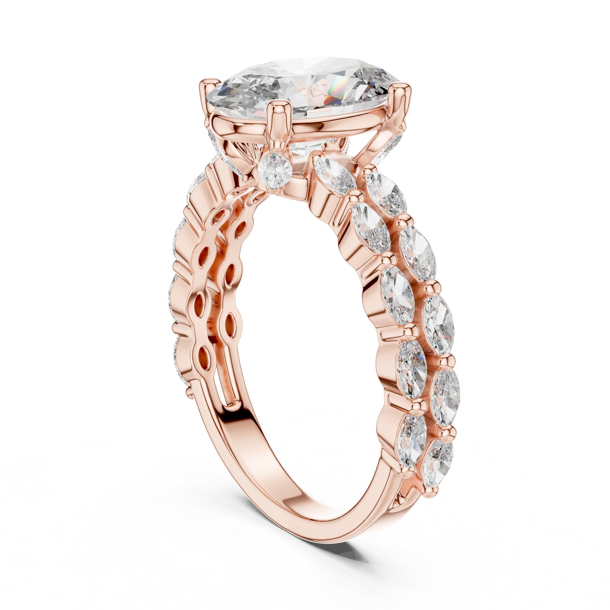 Mixed Shape Lab Grown Diamond Side Stone Ring