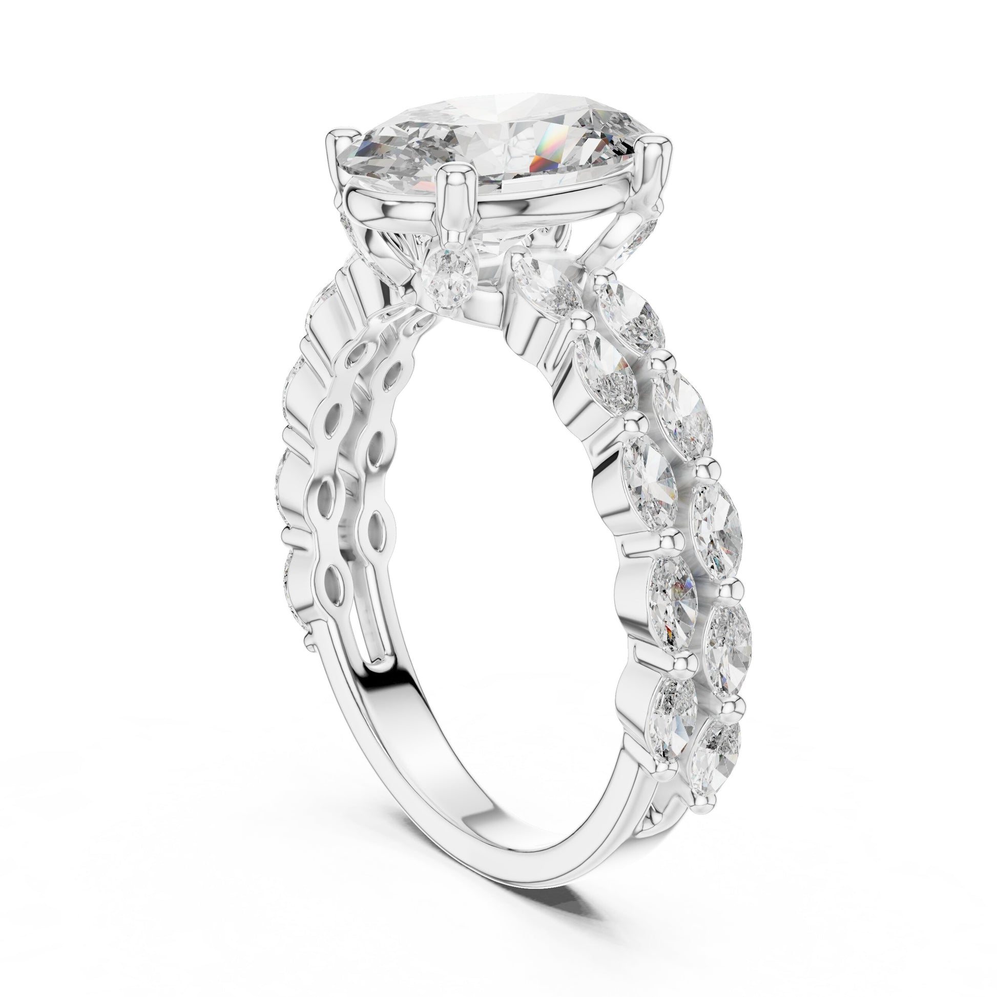 Mixed Shape Lab Grown Diamond Side Stone Ring