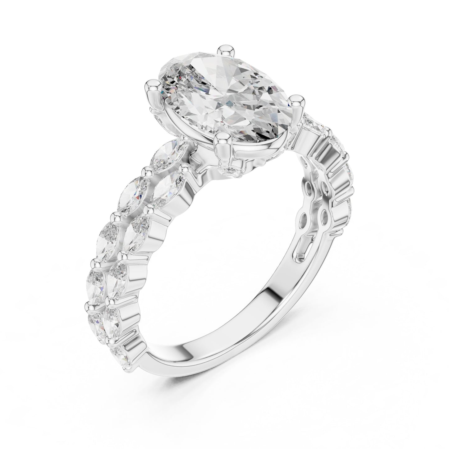 Mixed Shape Lab Grown Diamond Side Stone Ring