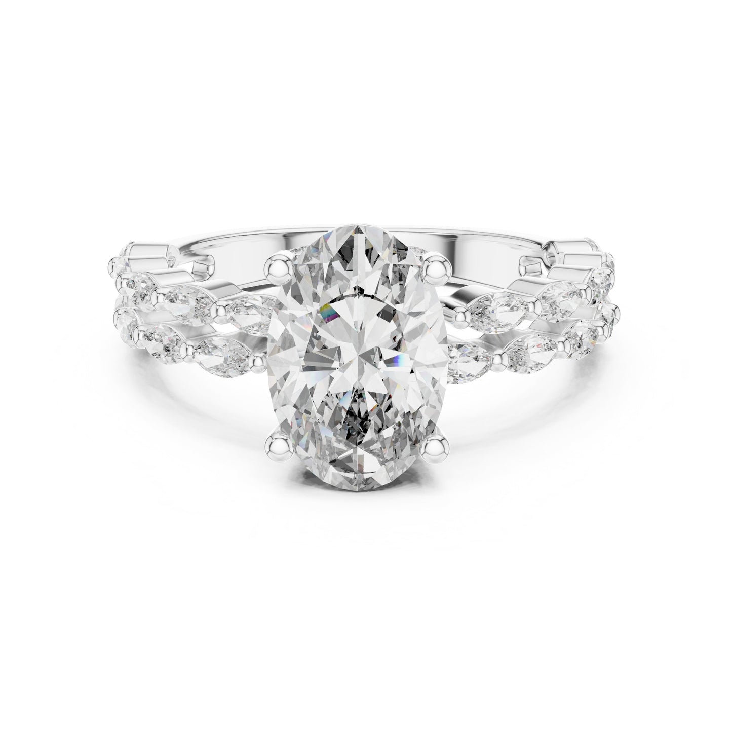 Mixed Shape Lab Grown Diamond Side Stone Ring